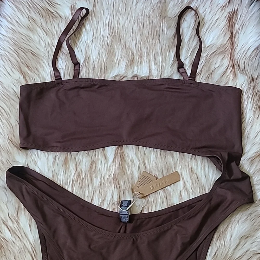 NWT SKIMS Recycled Swim Strapless Monokini Size 3X Cocoa